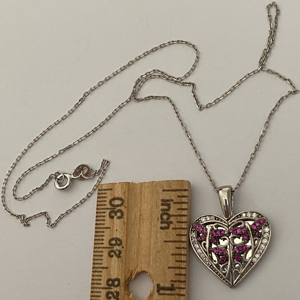 925 Silver dragonfly double heart initial necklace - Picture 3 of 4